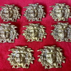 Lot 8 Vintage VERSACE MEDUSA MULTI PURPOSE HOME WALL DECOR PLAQUE Gold BRASS 