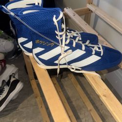 Blue And White Adidas High Tops