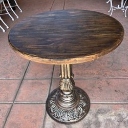 Cast Iron & Wood Accent Table