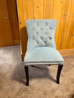 Light Blue Tufted Upholstered Accent/Dining Chair – Nailhead Trim