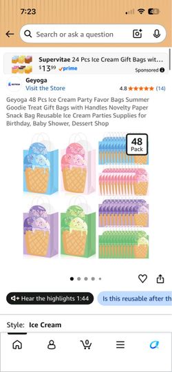 Ice Cream Favor Bags 48 Count