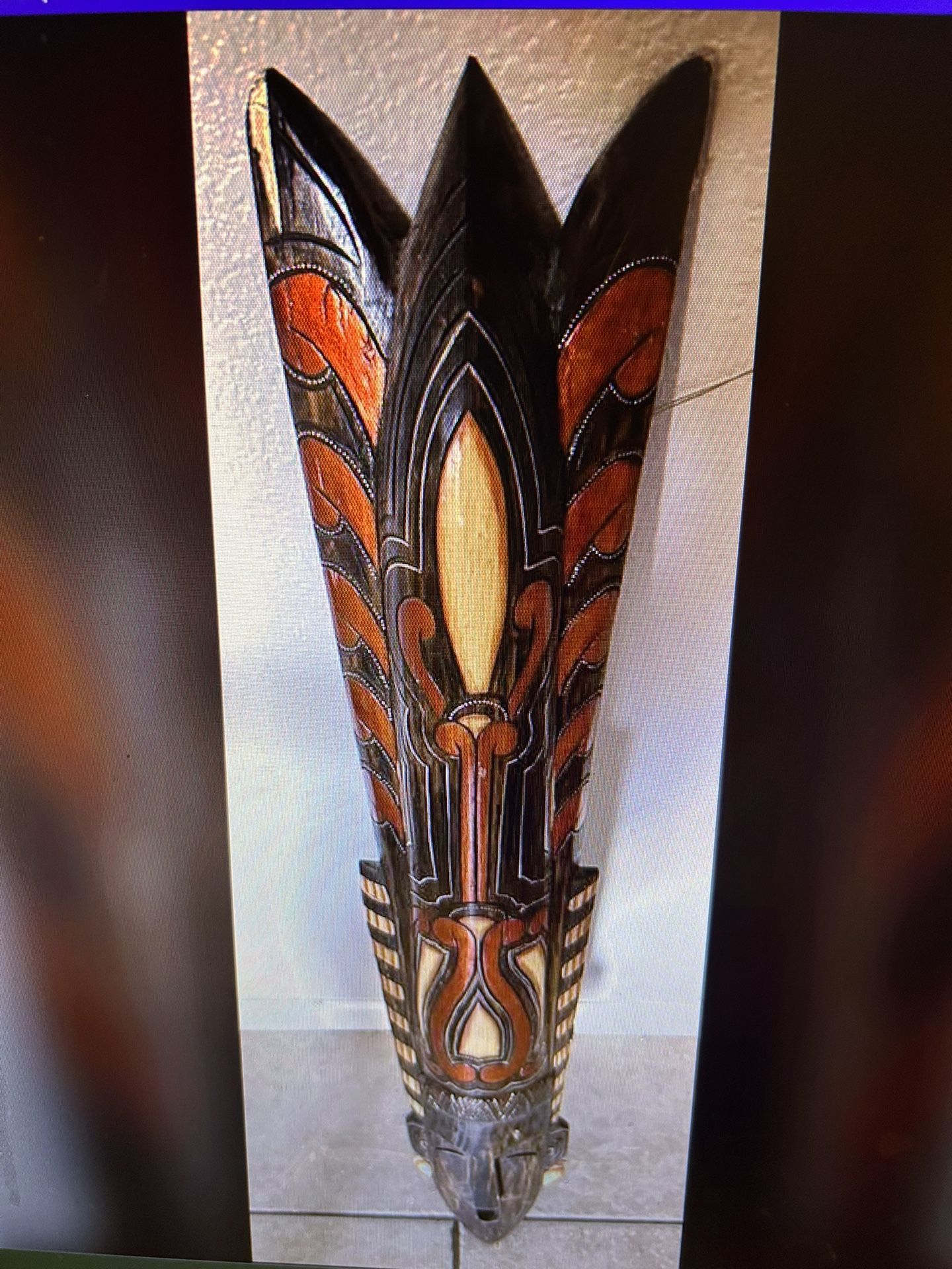 Beautifully Colored Large, Very Tall African Mask