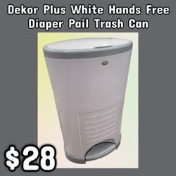 NEW Dekor Plus White Hands Free Diaper Pail Trash Can: Njft 
