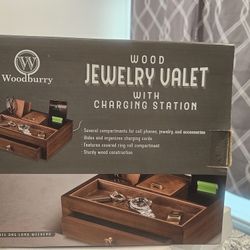 Wood Jewelry Valet With Charging Station
