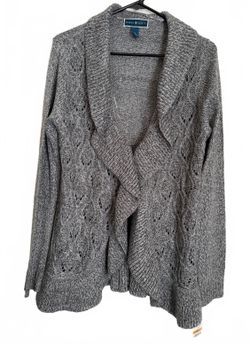 Karen Scott Women's NEW Sweater Cardigan Size Small Dove Grey Fall Winter Knit