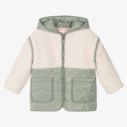 Chloé Girls textured hooded padded jacket Green 10Y