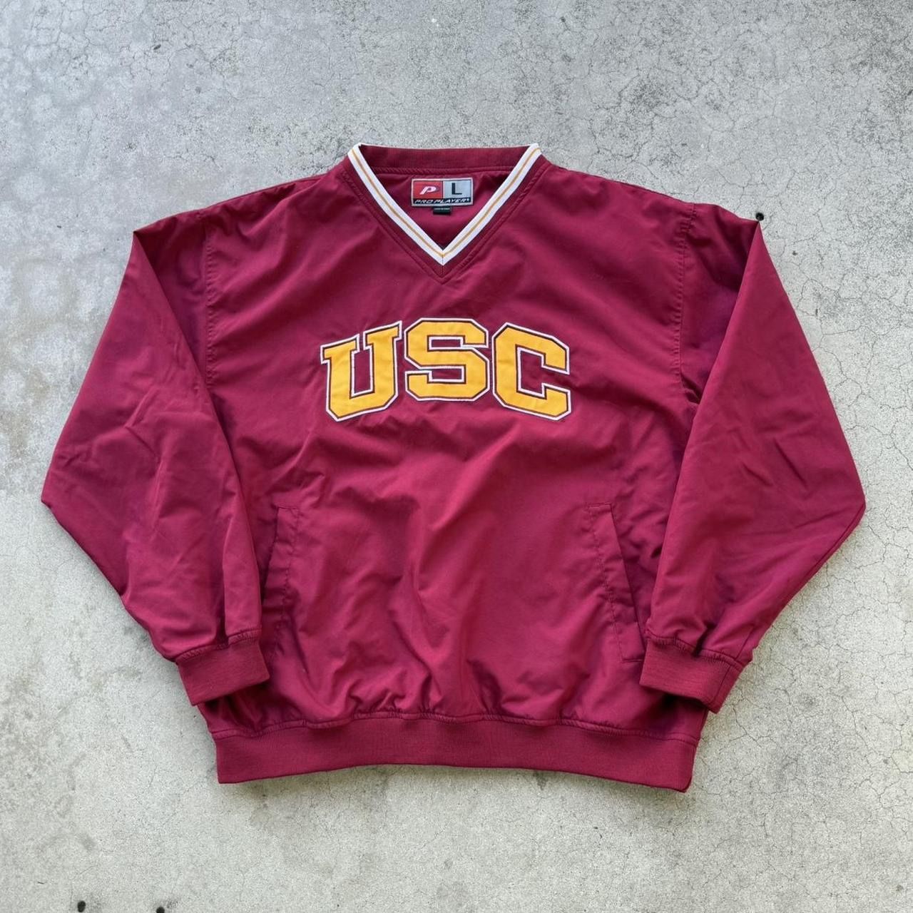 Vintage USC Trojans Pro Player NCAA Pullover Windbreaker Jacket Mens Large Red Yellow