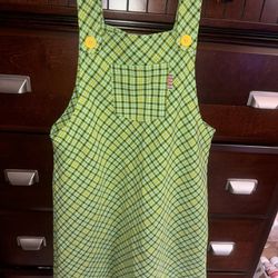 Green and Yellow Plaid Suspender Dress
