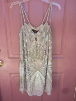 MNG Suit by Mango Sexy Beaded Light Brown/Tan/Champagne & White Cocktail Dress-New w/Tag