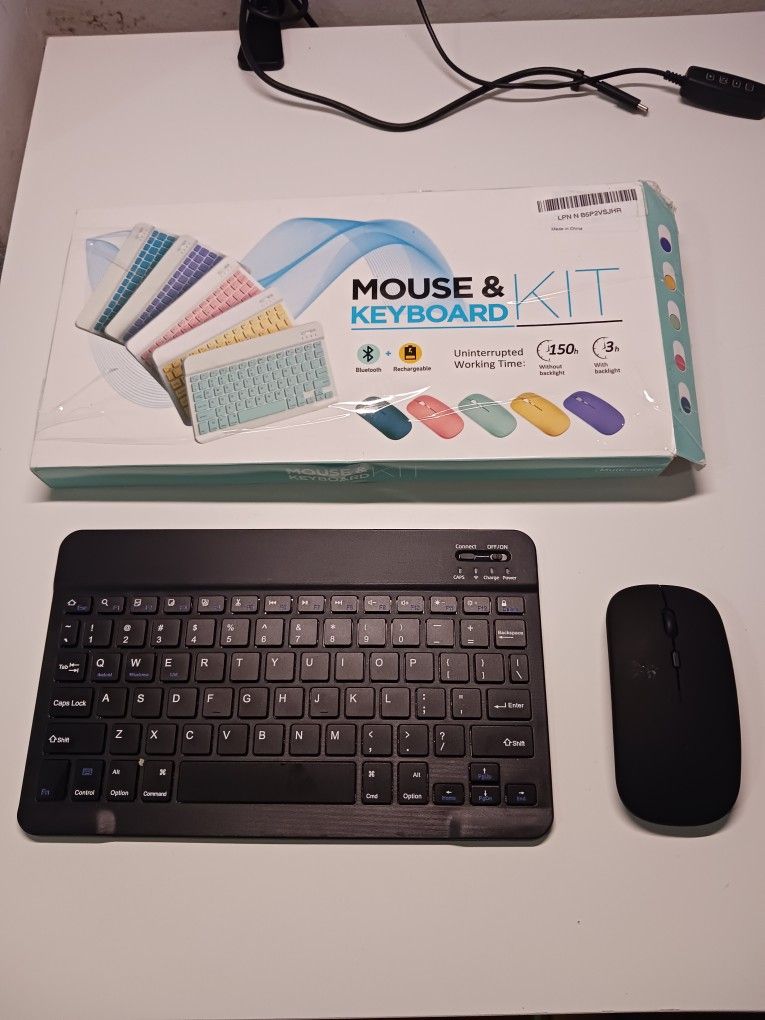 PloutoRich Wireless Keyboard and Mouse Ultra Slim Wireless Bluetooth Keyboard and Mouse 10inch Rechargeable Ergonomic Keyboard and Mouse for Laptop Ta