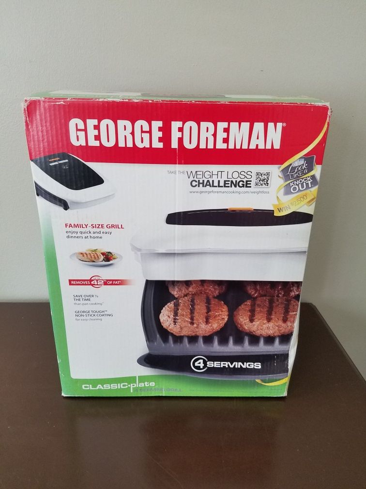 *New* George Foreman Classic Grill - 4 Plate Serving Size, White