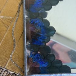 VTG Art Deco Beveled Mirror With Peacock Feathers Circuit 19