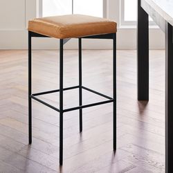 Pottery Barn Maison Leather Backless Counter Stool - LIKE NEW