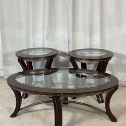 Glass Top Coffee Tables Set of 3