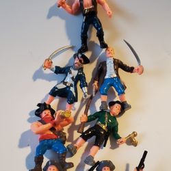Seven 3" Plastic Pirates Figurines 
