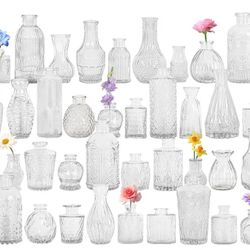 New in box 40Pcs Glass Bud Vase Set,Small