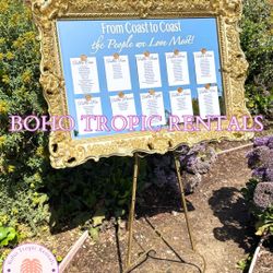 From Coast to Coast The People We Love Most - Gold Wedding Mirror Seating Chart