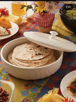 White Ceramic Tortilla Warmer with Lid