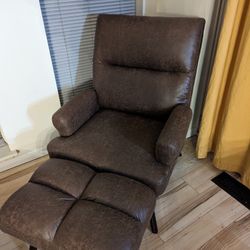 Vegan Leather Reclining Chair and Ottoman