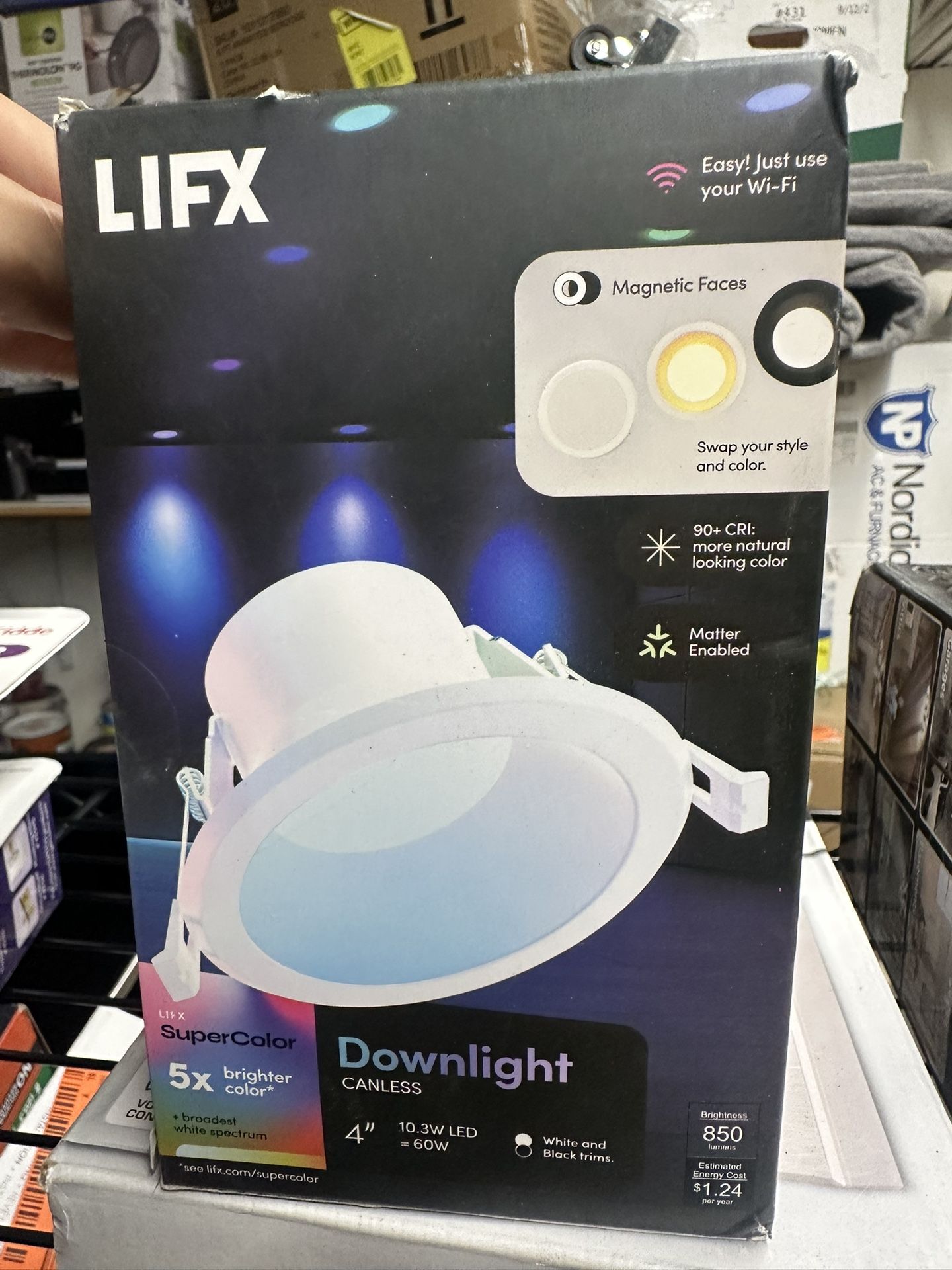 LIFX 4 in. SuperColor Adjustable Smart Retrofit Deep Baffle Recessed Light Trim Kit Downlight.