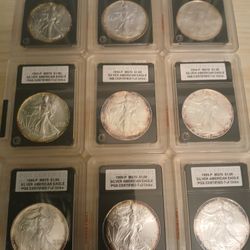 NINE MS70 Assorted AMERICAN EAGLES 
