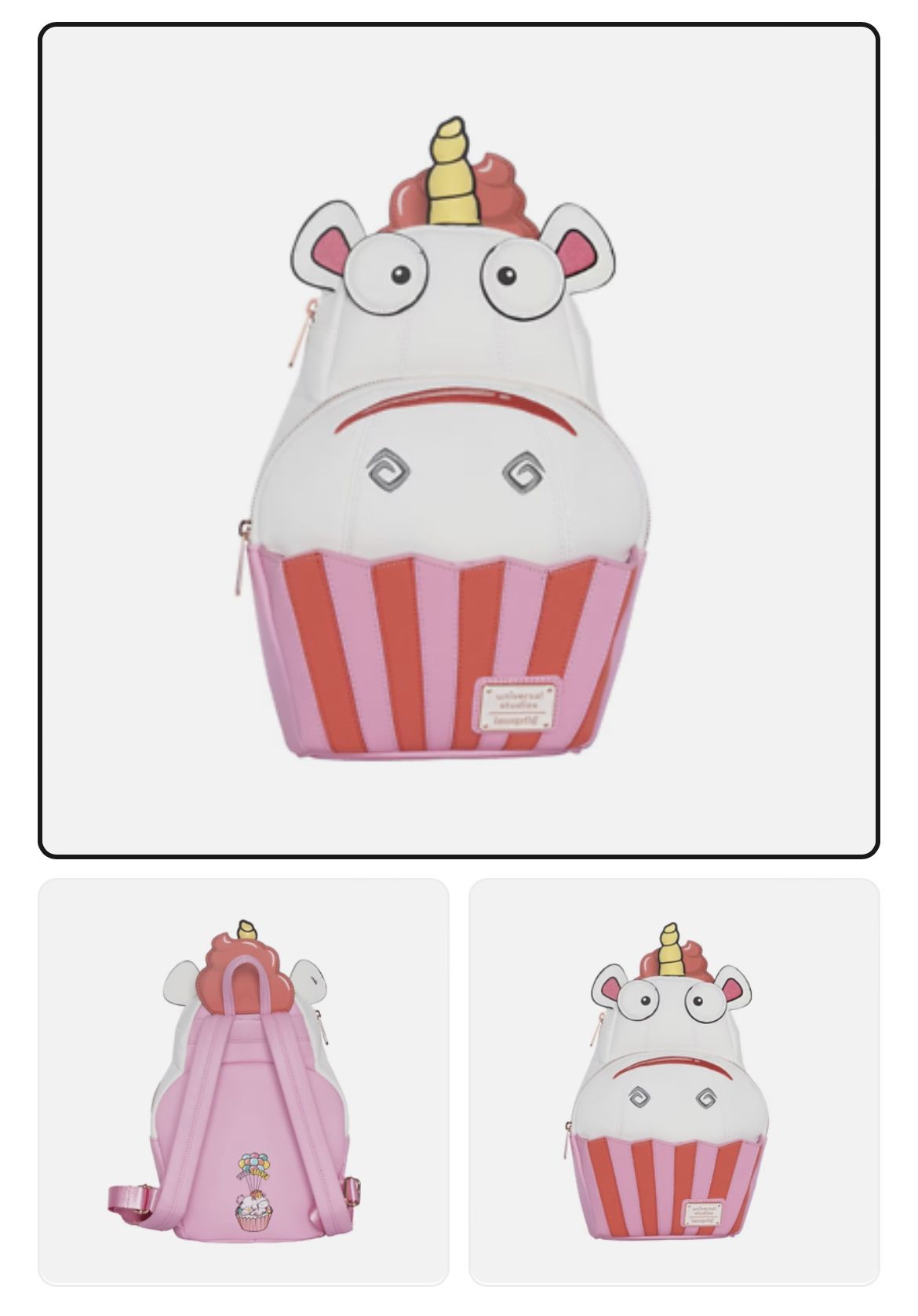 Universal Studios Despicable Me Fluffy Unicorn Cupcake Mini Backpack New w Tag