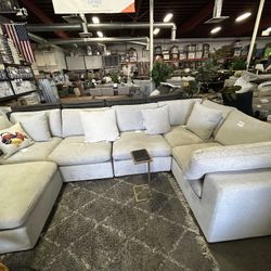 White Fabric Sectional Sofa