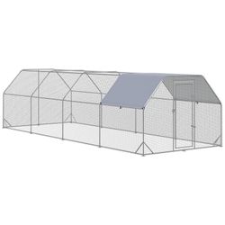  Large Chicken Coop Metal Chicken Run 9.2' x 24.9' x 6.4'