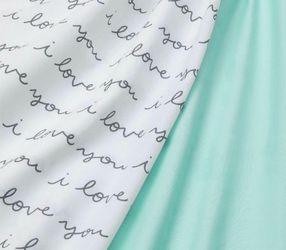2 pack crib fitted sheets white I love you and mint solid.