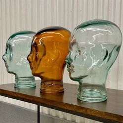 Vintage Italian glass mannequin  skull sculptures ( set of 3)