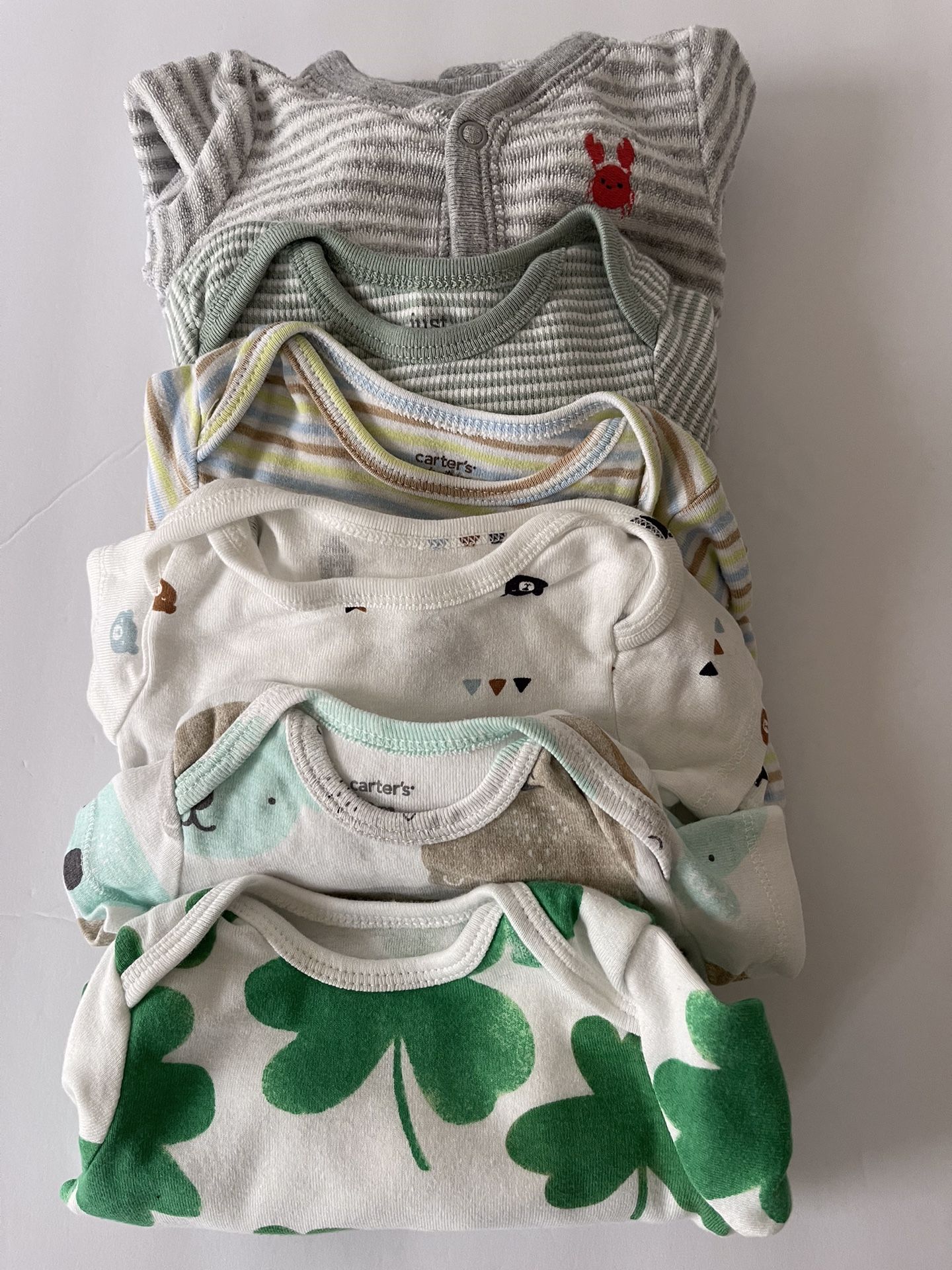 Baby Unisex Clothes 3 Months 6 Pc Bundle Bodysuit , Baby Gown With Elastic At The Bottom