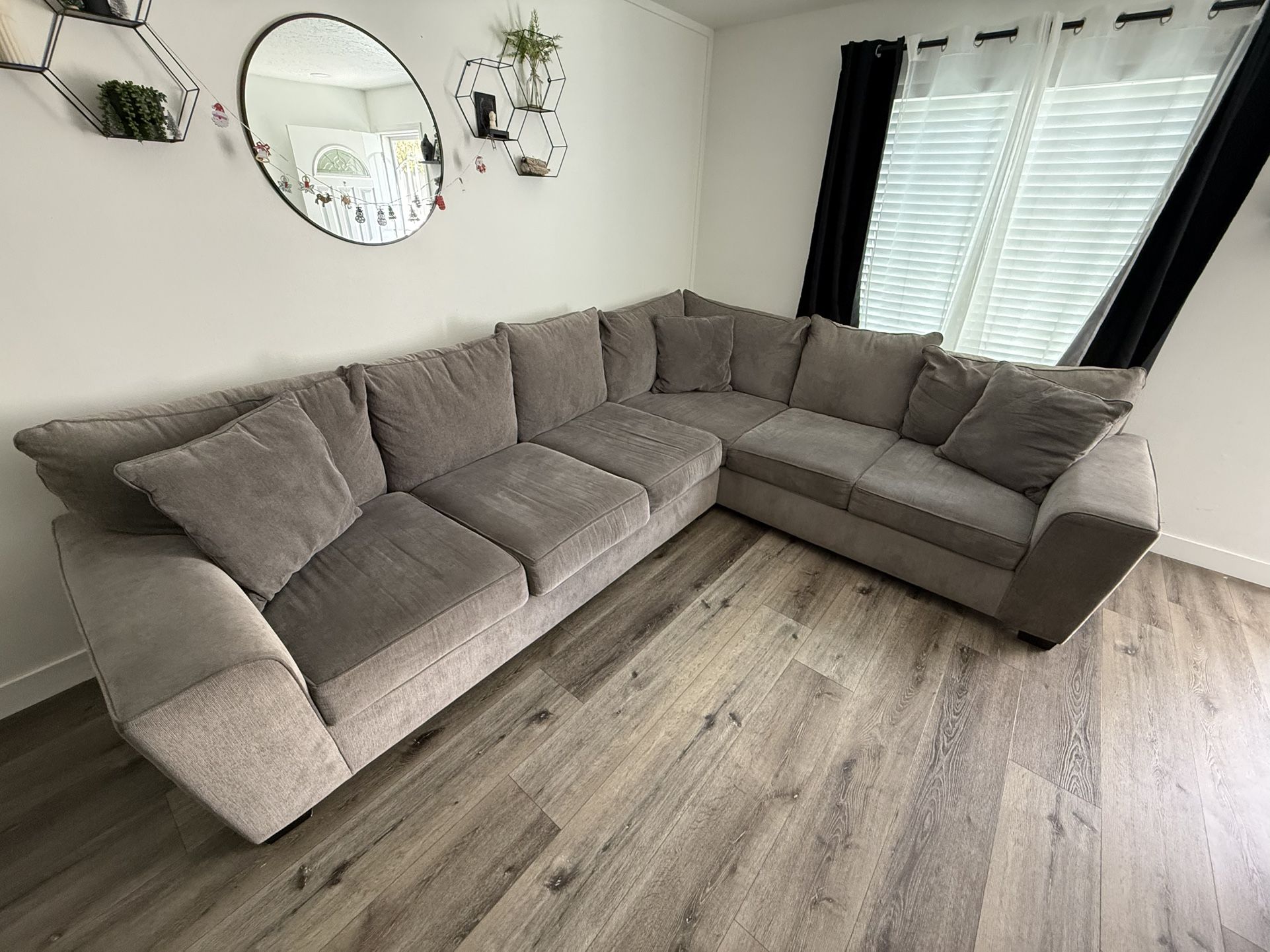 Gray Modern Oversized L Shape Sectional Sofa - Deep Seats