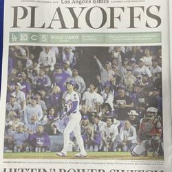 DODGERS PLAYOFFS VERY RARE “6 Papers Left” OHTANI WILDCARD Game Los Angeles Times LA Times
