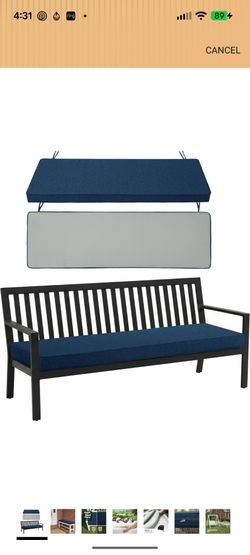 Outdoor Bench Cushion, Water-Resistant & Fade-Resistant, Porch Swing Cushions with Ties, Patio Furniture Seat Pads for Entryway Settee, Removable Cove