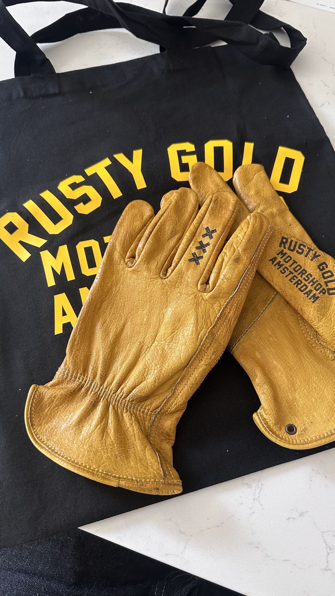 Rusty Gold Motorcycle Tough Gloves