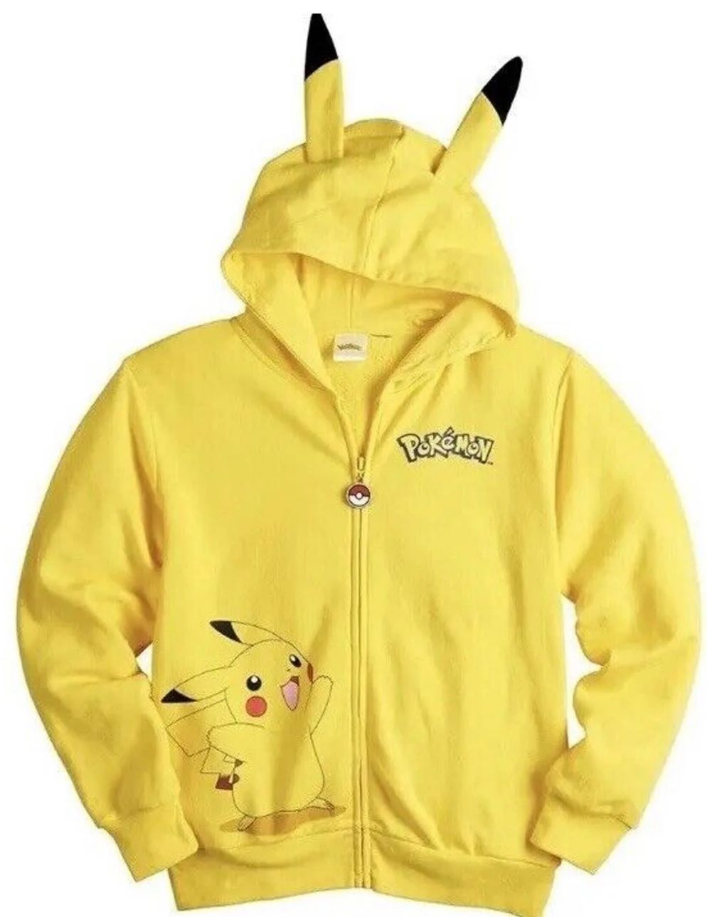 Pokémon Pikachu Zip-Up Hoodie with Ears Size :L ( No Eyes & Tail) 