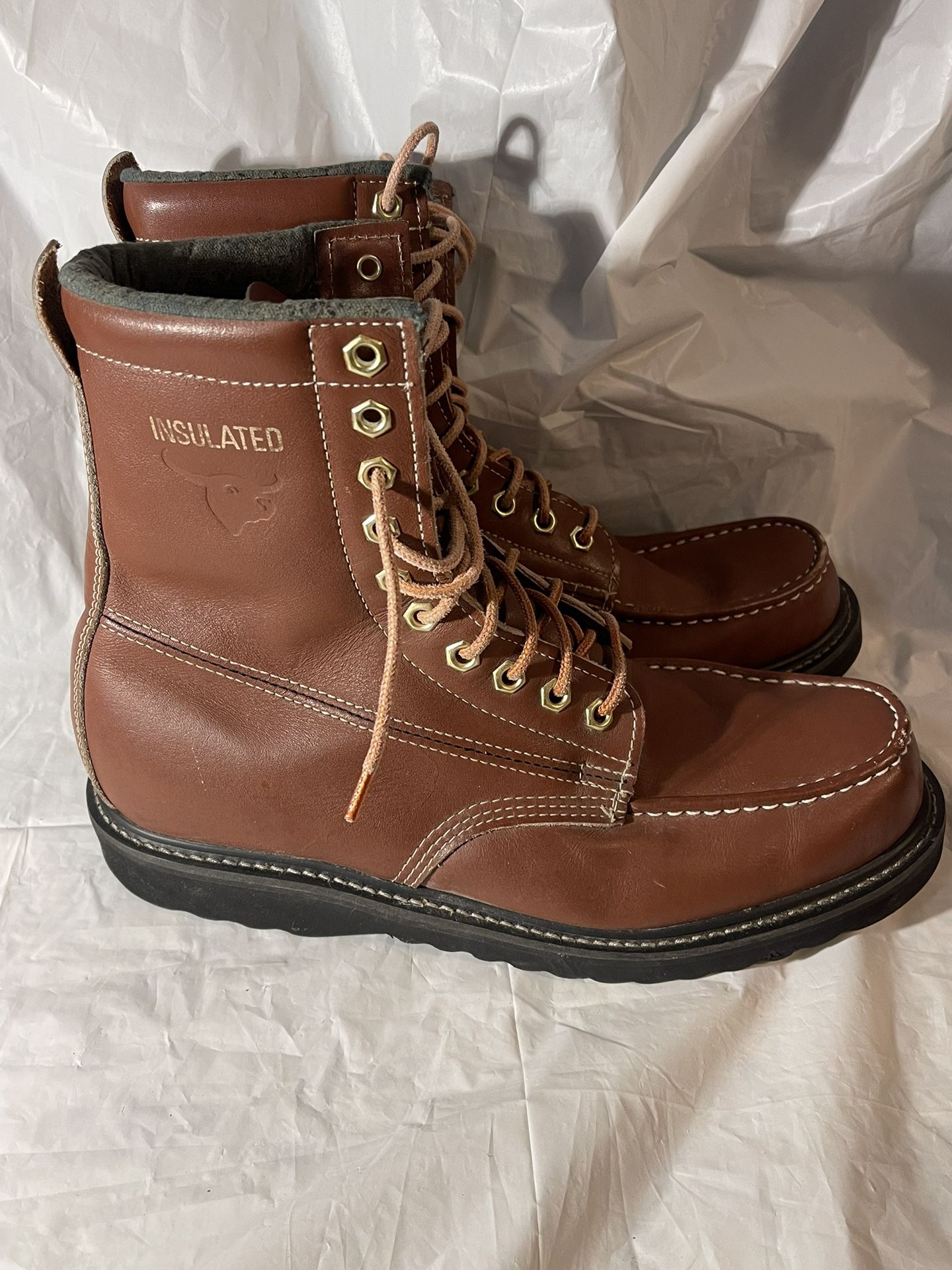 Texas Steer Brown Leather Insulated Boots Men’s Sz 11