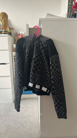 Ugg, hoodie, black and grey with patterns, size Medium in kids