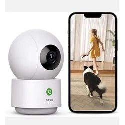 AOSU 2K QHD SECURITY CAMERA INDOOR SUPPORTS ONE-TOUCH CALLING, 360° PAN&TILT