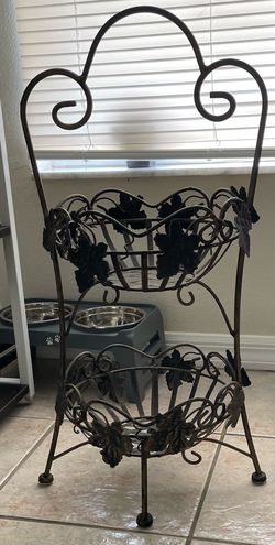 Two-Tier Wrought Iron Basket Stand