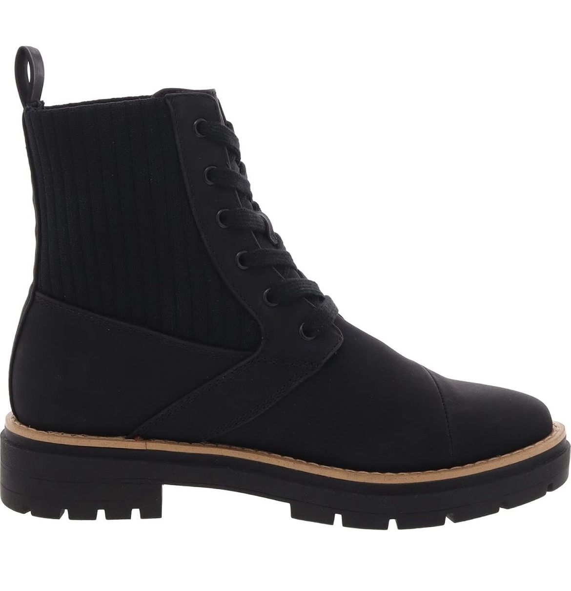 Toms Women's Lonie Size 7 Black Leather Slip On Flats Loafers