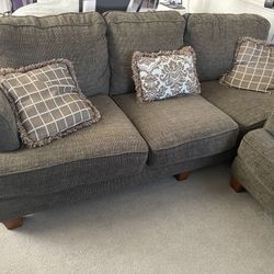 Sofa, Loveseat, Oversized Chair, Three Pillows, Ottoman, One End Table