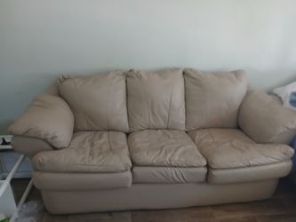 Couch, Cream, Leather