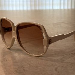Rare Hard To Find Made In France Vintage Oversized Balenciaga White 7885 Sunglasses Honey Lenses