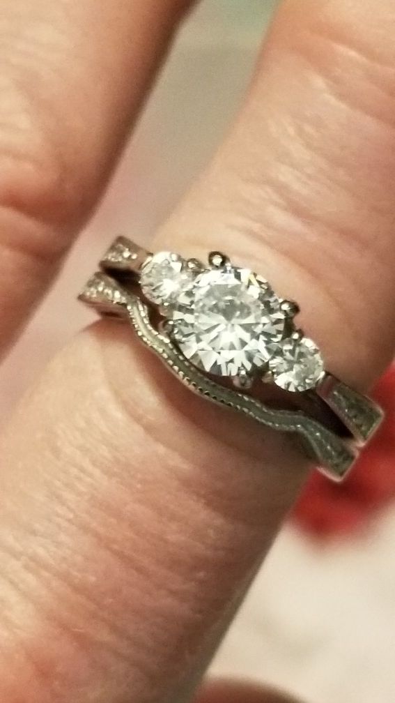 Stainless steel 2 piece wedding set size 8