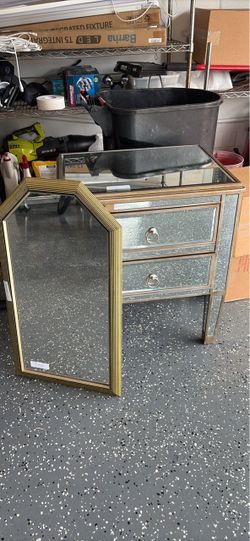 Mirrored Nightstand and Wall Mirror Set