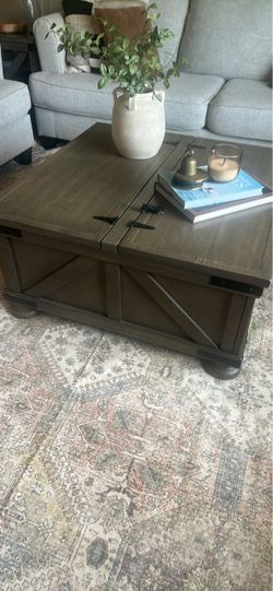 Rustic Farmhouse Wood Coffee Table with Storage