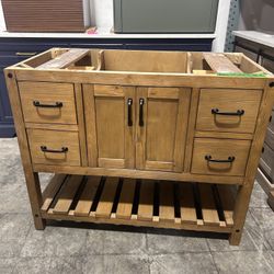 42” Solid Wood Bathroom Vanity Cabinet with Stone Countertop (No Top )