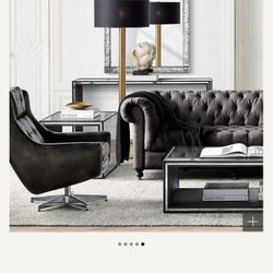 RH Restoration Hardware Motorcity Leather Swivel Chairs 