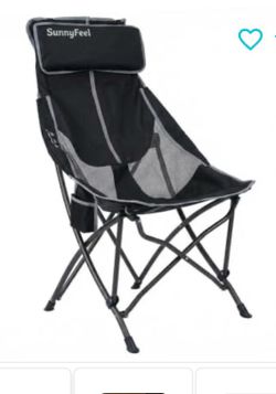 New in box Black SUNNYFEEL High Back Camping Chair for Adults, Lightweight Camping Chair Support 250 Ibs Heavy Duty, Compact Folding Chair Design, Por